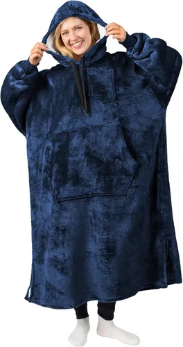 Vista 11 de PAVILIA Manta con Capucha para Mujeres, Manta Sherpa Usable para Hombres, Sudadera Cálida de Gran Tamaño, Manta con Capucha y Suéter, Negro