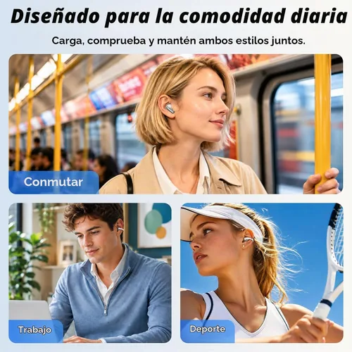 Vista 8 de PAXA Auriculares con clip de oreja abierta 2 en 1 con auriculares Blanco