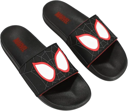 Vista 2 de Bioworld Marvel Spider-Man Miles Morales - Sandalias para hombre, talla L, Negro