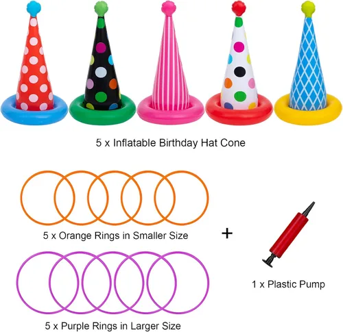 Vista 4 de Juego inflable de lanzamiento de anillos, juegos de fiesta de cumpleaños, juego de lanzamiento de anillos para niños y adultos, decoración de fiesta