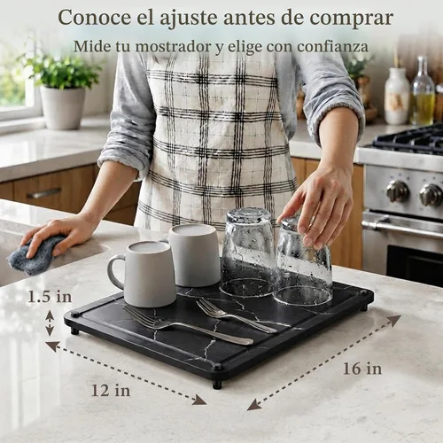 Vista 6 de Golener Tapete de secado de piedra para encimera de cocina, tapete