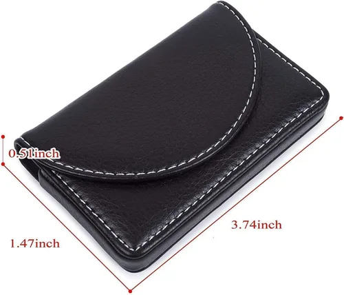 Vista 5 de Funda de piel para tarjetas con cierre magnético, Piel Negro
