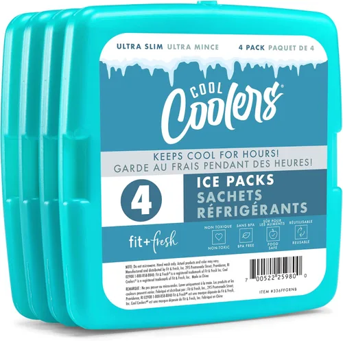 Vista 10 de Enfriadores Cool de Fit + Fresh, Paquetes de Hielo Delgados Reutilizables y Duraderos, Paquetes Fríos para Loncheras, Paquetes de Hielo para Bolsas