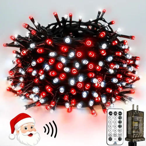 Vista 11 de Luces de Navidad controladas por voz con control remoto, cadena de 300 luces LED de 99 pies para interiores y exteriores con 12 modos, 3