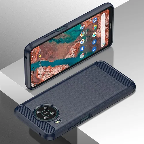 Vista 6 de Asuwish Funda para Nokia X100 5G con protector de pantalla de vidrio templado y accesorios para celda, silicona protectora delgada de goma suave Azul