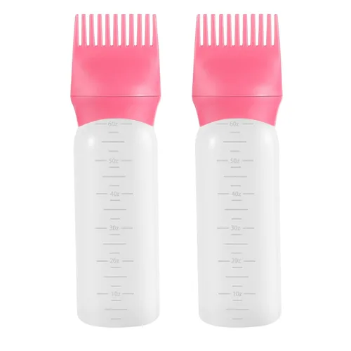 Vista 10 de Botella aplicadora de peine de raíz Pimoys 6 onzas, paquete de 2 aplicadores de aceite para el cabello, botella aplicadora para tinte de cabello