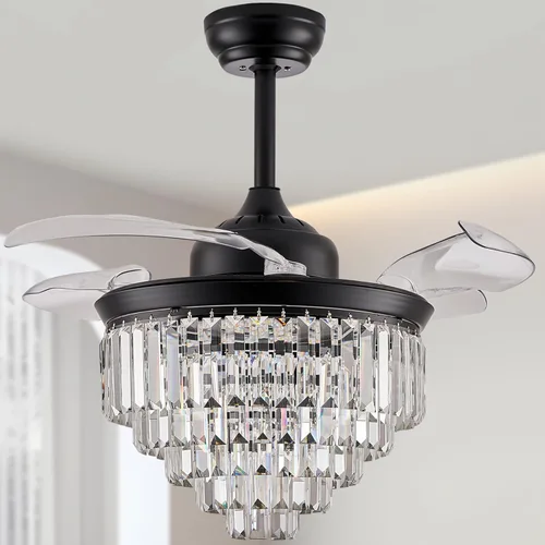 Vista 9 de Finktonglan Ventilador de techo de cristal dorado de 42 pulgadas con luz Dorado-42.1 in-2
