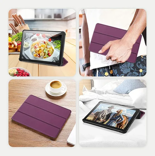 Vista 6 de Funda protectora para tablet de 8 pulgadas, compatible con iPad y Samsung, suave y delgada, con soporte magnético inteligente, de TPU