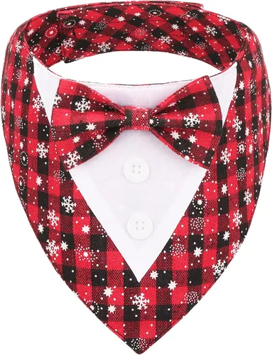 Vista 17 de ADOGGYGO Bandana de esmoquin para perro de cumpleaños, collar azul con corbatín, disfraz formal ajustable de cumpleaños para perros extra pequeños