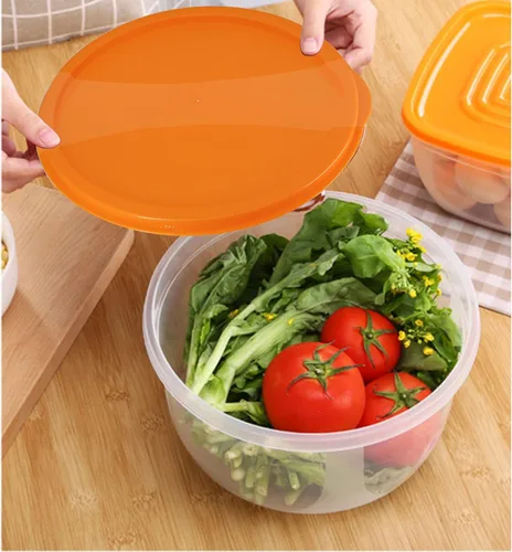 Vista 5 de Juego de ensaladeras de plástico multicolor, apto para microondas y lavavajillas, ideal para hornear, preparar, cocinar y servir alimentos