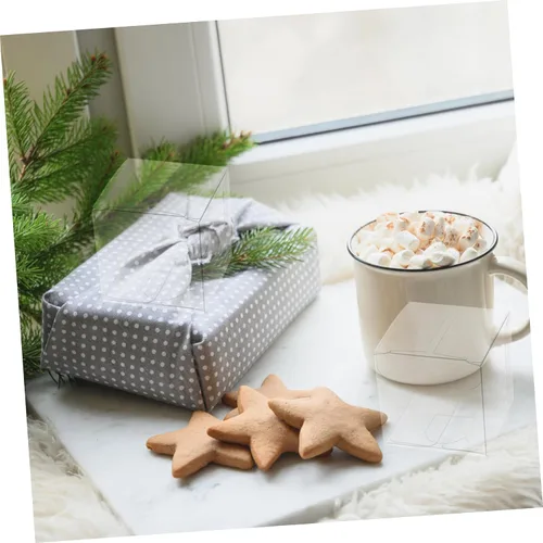 Vista 7 de Luxshiny Caja de regalo de 50 unidades, cajas de regalo transparentes para cupcakes, macarrones, dulces, cajas de plástico transparente para bodas