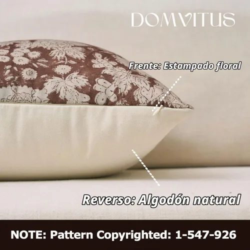 Vista 2 de DOMVITUS Fundas de almohada florales de 18 x 18 pulgadas, juego de 2, fundas de almohada vintage con estampado en bloque, fundas de almohada