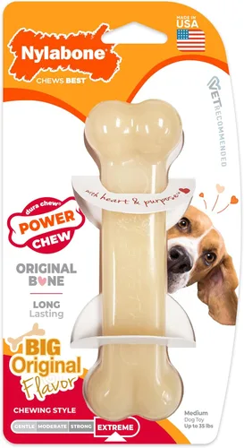 Vista 16 de Nylabone Power Chew Juguete masticable duradero con sabor, para perros extrapequeños, para masticadores agresivos, indestructibles, sabor tocino