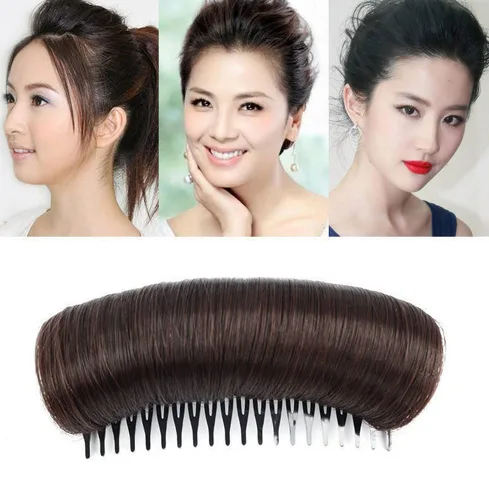 Vista 4 de 3 piezas de moño para el cabello, clip invisible para el cabello, base de volumen para mujeres, almohadilla de pelo esponjoso, herramienta