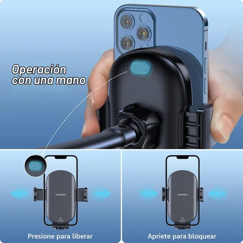 Vista 5 de APPS2Car Cargador inalámbrico de coche de 15 W de carga rápida para coche, cargador de coche inalámbrico para salpicadero, parabrisas, ventilación