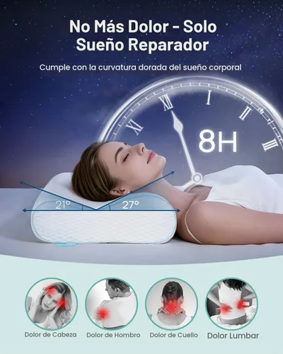 Vista 8 de Releep Almohada cervical de espuma viscoelástica para aliviar el dolor, contorno ajustable (4 alturas), portátil y lavable, almohada de viaje