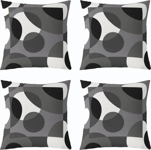 Vista 18 de Erosebridal Paquete de 4 fundas de almohada con diseño de círculos circulares y retro, color verde azulado degradado, fundas de cojín redondas Multi