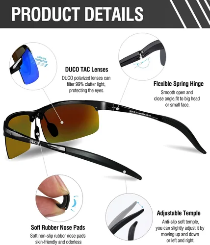 Vista 3 de Duco - Gafas de sol deportivas polarizadas para hombre con protección UV 8177s