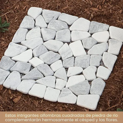 Vista 8 de Bits and Pieces Stepping Stones Pasarela al aire libre de 12 pulgadas de mármol de roca de río, juego de 3 decoraciones de patio, adoquines