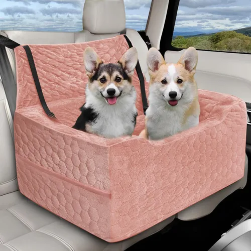 Vista 14 de Asiento de automóvil para perros pequeños/medianos, asiento elevador de perro de espuma viscoelástica, seguridad de viaje con funda extraíble