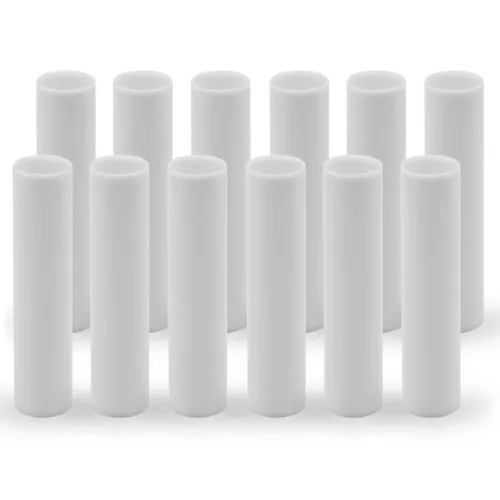 Vista 8 de Fundas de plástico blancas para velas de 2, 3, 4, 6 pulgadas, fundas para candelabros, base de candelabro E12, juego de 12 (2 pulgadas/24 unidades)