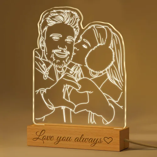 Vista 10 de Luz nocturna personalizada con foto, lámpara de noche personalizada con imagen de corazones en pantalla de vidrio con cadena de luces LED, regalos
