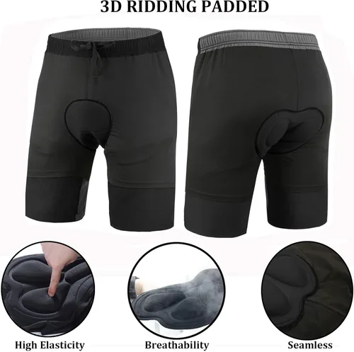 Vista 3 de Pantalones cortos de ciclismo de montaña para hombre, acolchados 3D, holgados, ligeros, para ciclismo, equitación, entrenamiento