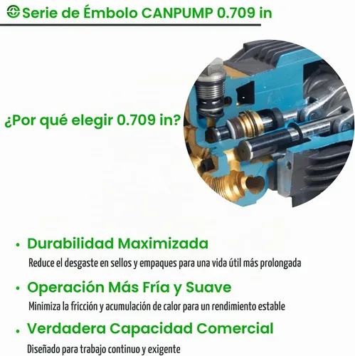 Vista 6 de CANPUMP CE 3650 S: Bomba de lavado a presión de 3600 psi a 5 gpm EE. UU. con transmisión por correa, descargable externa, eje sólido de 24 mm, bomba