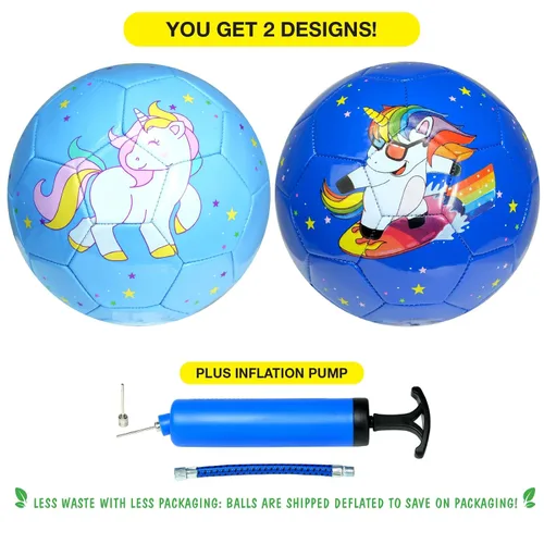 Vista 2 de Xcello Sports Balón de fútbol para niños, cubierta de TPU suave, gruesa y duradera, paquete de 2 con bomba (disponible en tamaño 2 y talla 3)