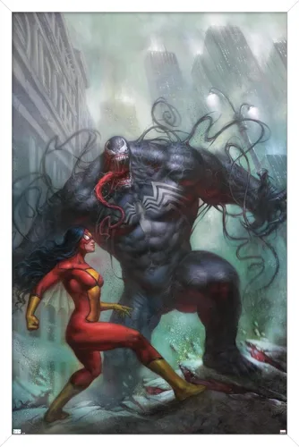 Vista 13 de Trends International Marvel Comics-Spider-Woman-Venom #161 - Póster de pared, 14.725 x 22.375 pulgadas, versión enmarcada de madera de granero