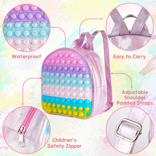 Vista 4 de GOHEYI Mochila escolar para niños y niñas, suministros para el regreso a clases, mochila clásica para niñas primaria, mochila de escuela pop