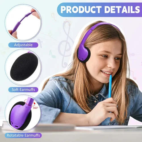 Vista 3 de 10 auriculares a granel sobre la oreja con cable de enchufe de 0.1 in