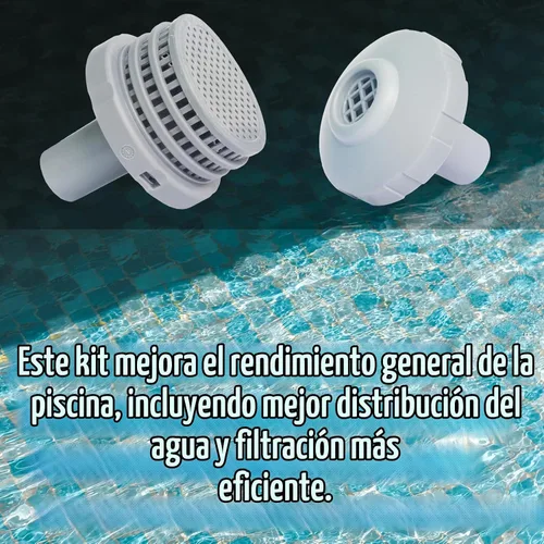 Vista 6 de Kit de conector de chorro de agua para colador de entrada de piscina, compatible con piezas de repuesto Intex sobre el suelo, incluye boquilla
