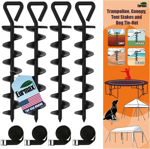 Vista 18 de Anclajes de suelo Eurmax USA Anclajes de trampolines con tornillo para vientos fuertes Estacas de tienda de campaña de alta resistencia Anclajes