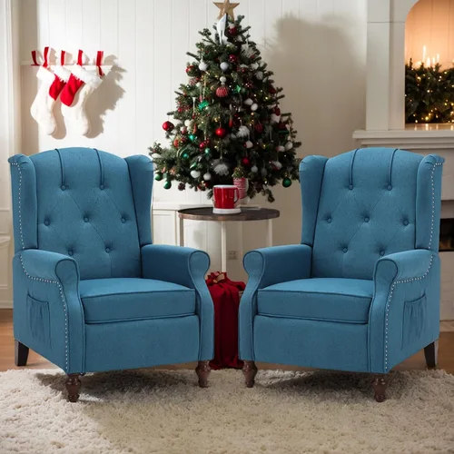 Vista 22 de Silla reclinable PALLOME con respaldo alto, asiento con masaje y calor, tapizado de tela, con respaldo acolchado, silla reclinable para sala de Beige