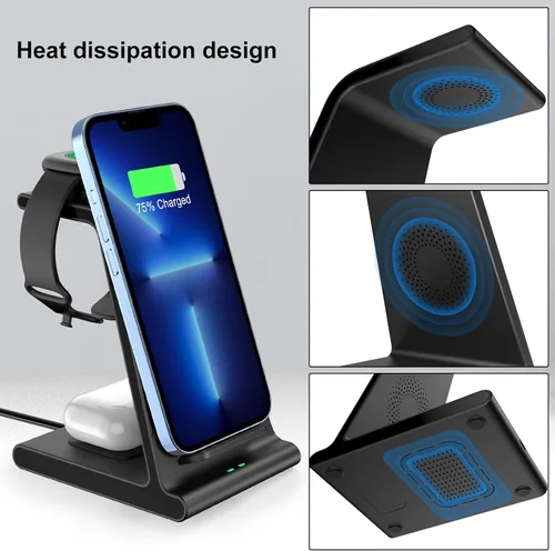 Vista 6 de Cargador inalámbrico para Google Pixel Watch 2, Fitbit Versa 4/Versa 3/Sense 2/Sense, estación de carga inalámbrica para Google Pixel 8 Pro/8/7