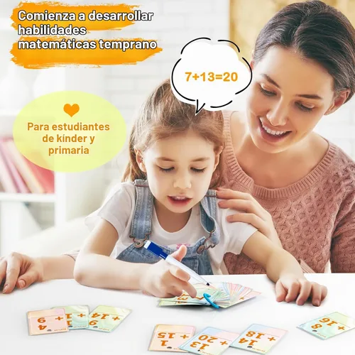Vista 2 de Alened Tarjetas flash de suma y resta, tarjetas de datos matemáticos 1-20, juegos de manipulación matemática para jardín de infantes, 1º, 2º, 3º