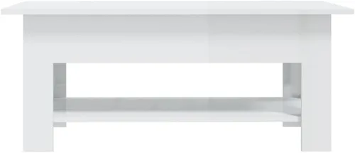 Vista 4 de Coffee Table High Gloss White 40.2x21.7 x16.5 Engineered Wood Modern Coffee for Living Room Dining Center Table for Mesas De Centro para Sala for
