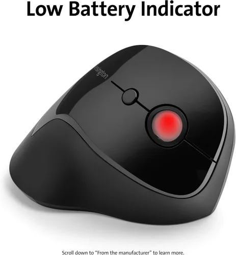 Vista 7 de Kensington Pro Fit Ergo - Mouse inalámbrico vertical, negro (K75501WW), 2.8 x 3 x 4.4 pulgadas El agarre vertical reduce la tensión de la muñeca