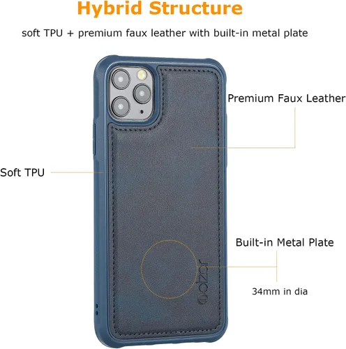 Vista 2 de MAG Series - Funda para iPhone 11 Pro Max, placa de metal integrada para montaje magnético, funciona con cargadores certificados Qi, compatible