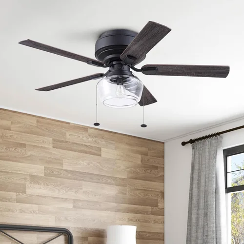 Vista 13 de Prominence Home MaCenna 51663-01 - Ventilador de techo LED tradicional de 52 pulgadas con luz de vidrio transparente, cadena de tracción, 5