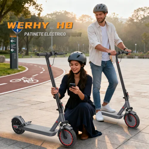 Vista 8 de WERHY 10 Inches Electric Scooter, 22 MPH Top Speed & 500W Powerful Motor, 22-28Miles Long Range, Folding E Scooter with Dual Braking for Adults