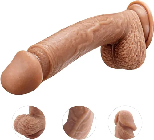 Vista 3 de Consolador realista de silicona de 9 pulgadas, consoladores grandes suaves para mujeres con ventosa fuerte para manos libres, juguete sexual
