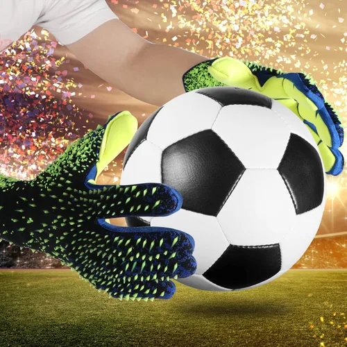 Vista 4 de Guantes de portero de fútbol, guantes de entrenamiento de portero, agarre fuerte, antideslizantes y transpirables para adultos y niños
