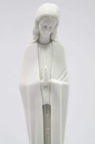 Vista 4 de Vittoria Collection Estatua italiana blanca de 10 pulgadas de alto, Virgen María, Nuestra Señora de Fátima, hecha en Italia