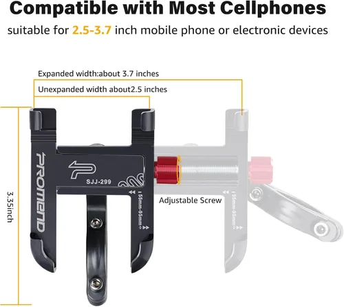 Vista 4 de Soporte de teléfono para bicicleta, soporte de manillar de aluminio para moto, montaña y scooter Aluminum Bike Mount for iPhone & Samsung