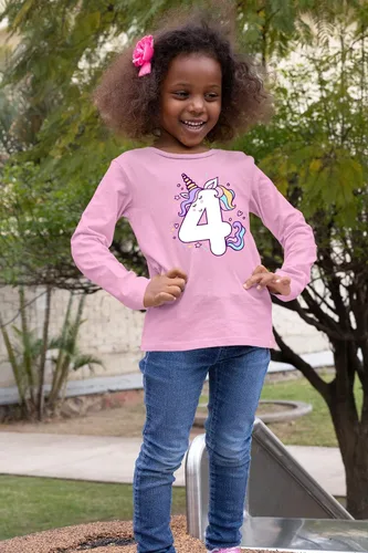 Vista 15 de Camisetas de unicornio para 4º cumpleaños para niñas pequeñas, camiseta de 4 años y cuarto