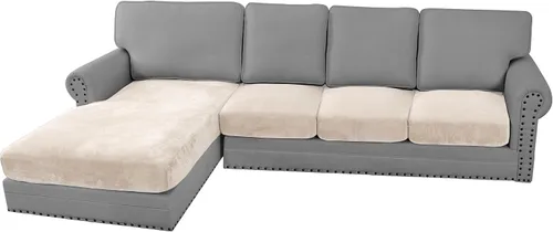 Vista 109 de H.VERSAILTEX Funda de cojín elástica de terciopelo para sofá, funda de cojín de felpa para cojines de silla, protector de muebles, cojín de asiento