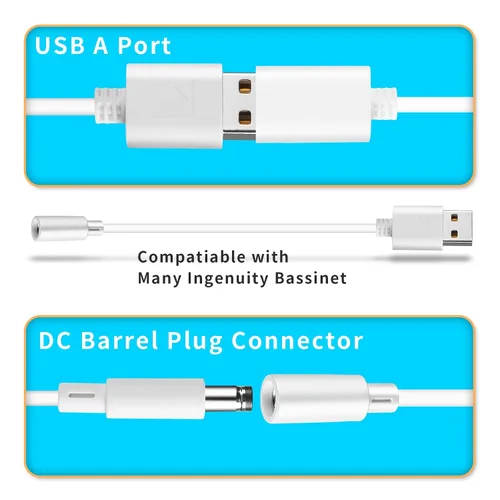 Vista 3 de Adaptador de corriente para columpio de bebé con cable USB, cargador de columpio para bebé apto para Ingenuity Swing para InLighten, InLighten