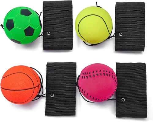 Vista 3 de Paquete de 4/8/16 pelotas de retorno de muñeca de 2.36 pulgadas, bolas de goma con rebote de rebote de pelota deportiva